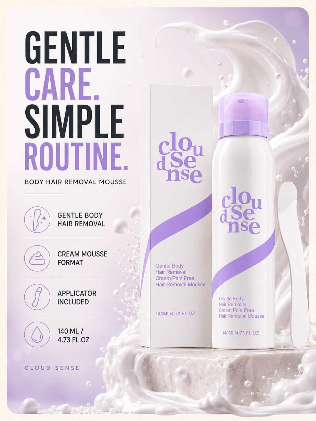 Cloud Sense Gentle Hair Removal Cream — For Sensitive Skin